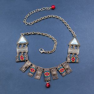 Colorful chunky necklace boho, tribal summer necklace gold